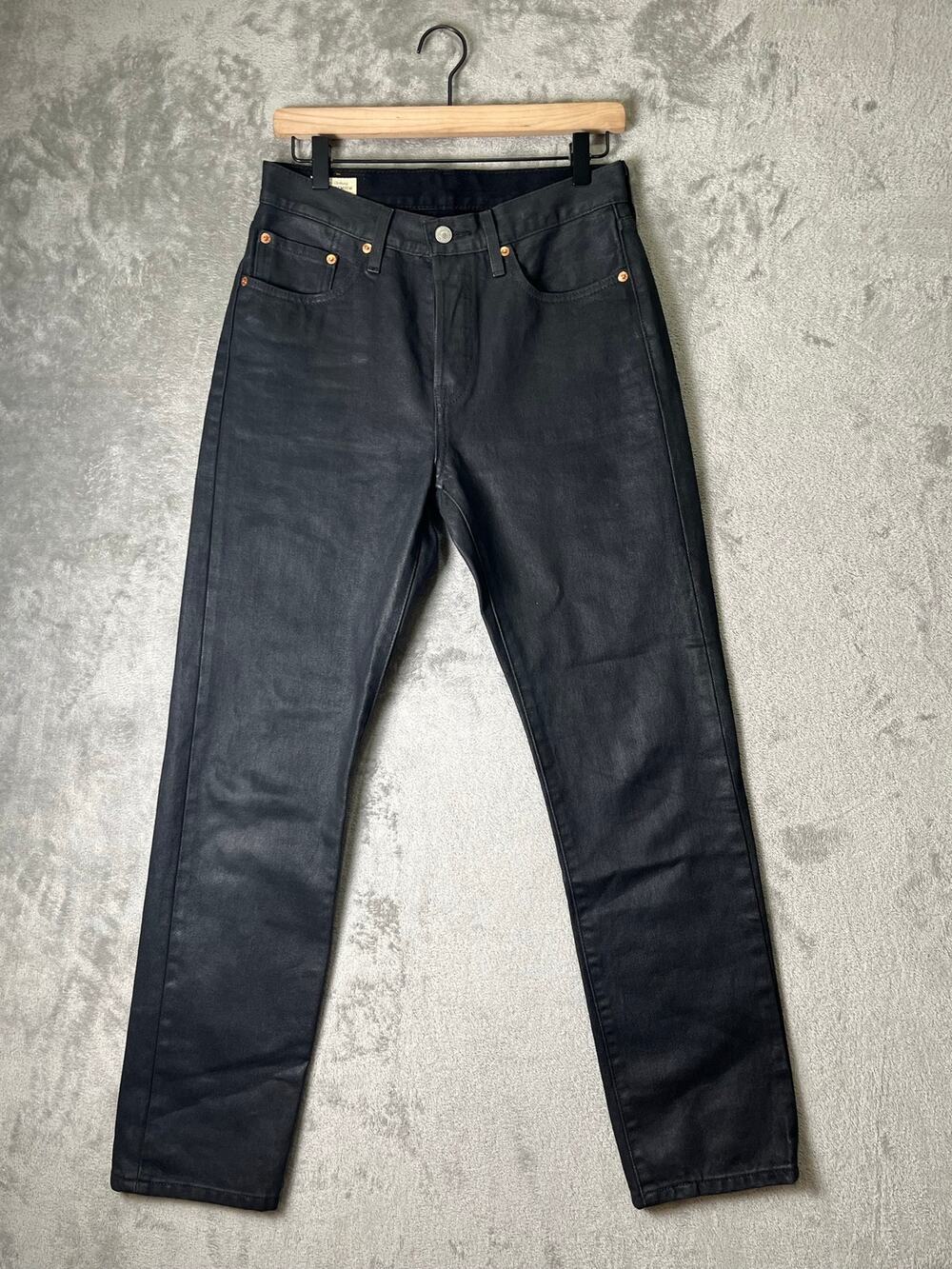 Levi's 501 Wax Coated Jeans Women's 27x30 Black High Rise Straight Leg Denim